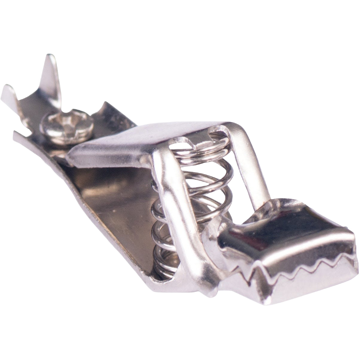 Steel battery charging clip with spring mechanism for electrical connections and home improvement tool applications, pack of four