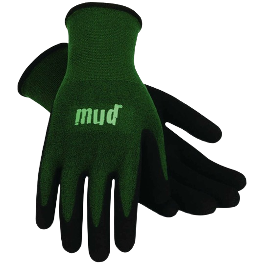 Pair of emerald green bamboo flex garden gloves with black fingertips, part of Safety and Work Gloves collection under $50.