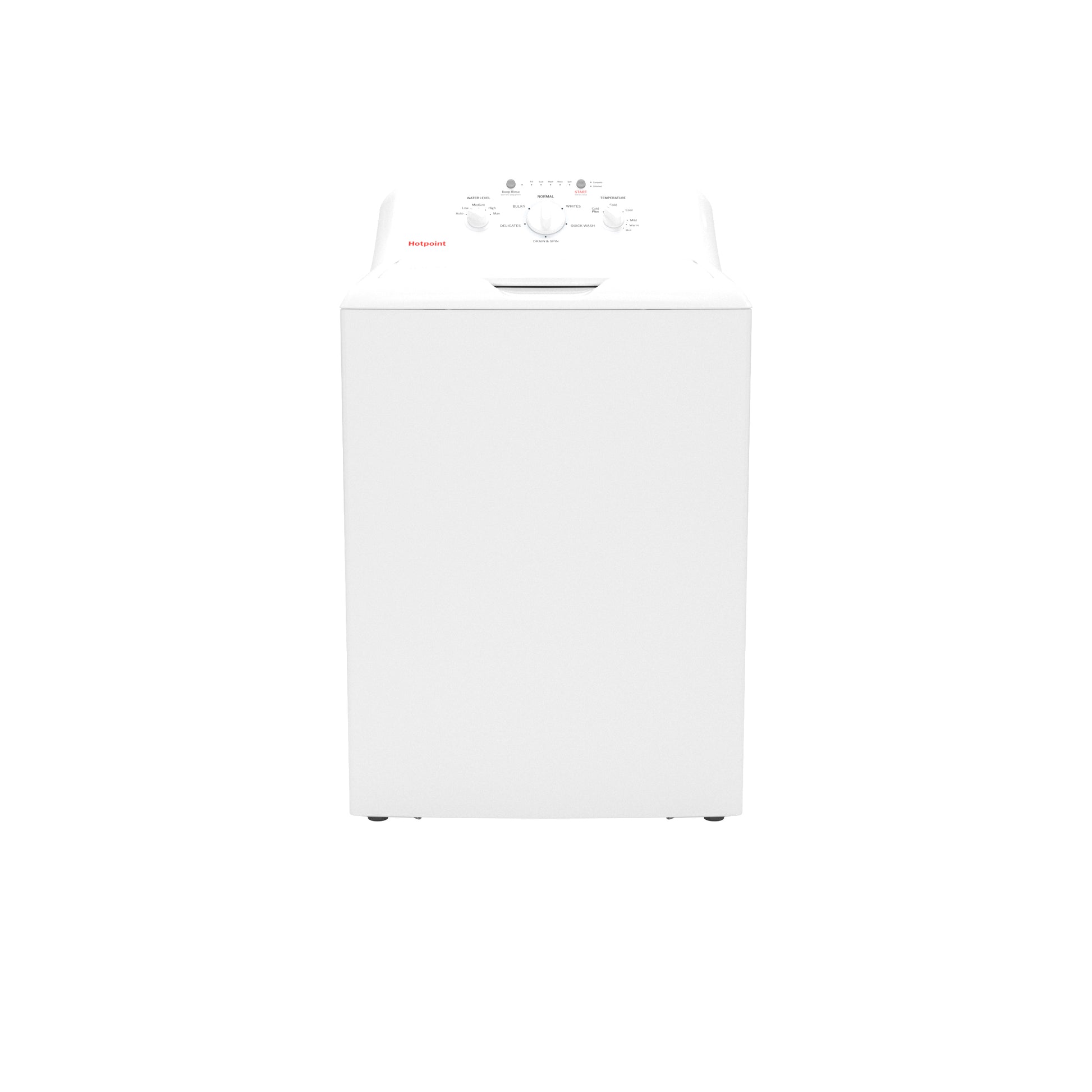 White top load washer with control panel and water level settings for washers and dryers in appliances collection