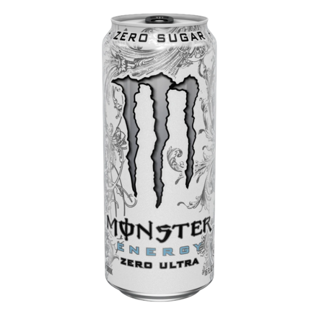 Tall silver can of Monster Zero Ultra energy drink with bold logo and zero sugar label for Drinks collection under $50