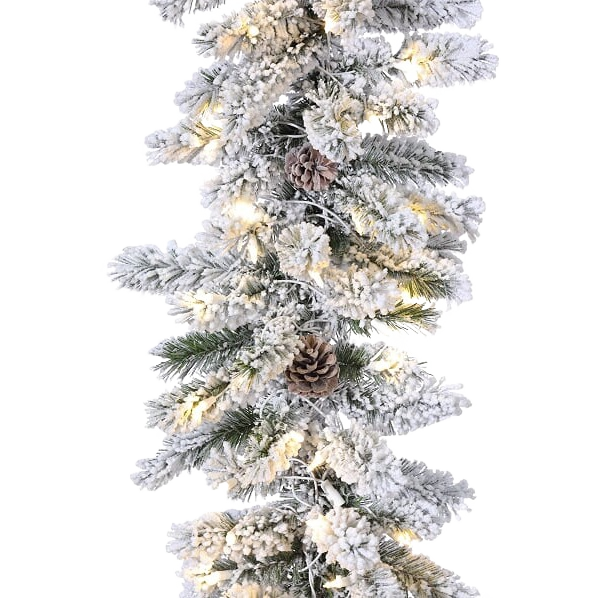 Frosted pine garland with pinecones and 70 clear smart lights for Christmas wreaths and garlands collections