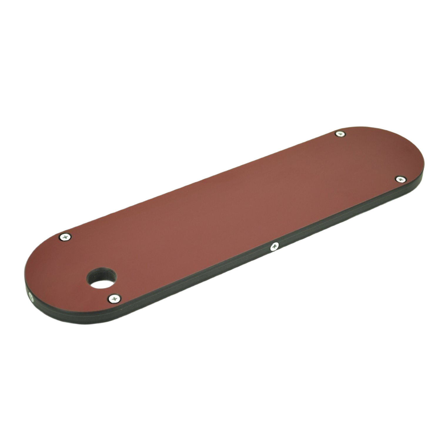 High-density phenolic zero clearance table saw insert with screws, designed for precise cuts in tool and saw accessories collections