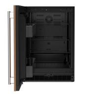 24-inch panel-ready undercounter refrigerator with stainless steel handle and bright LED interior lighting for kitchen use