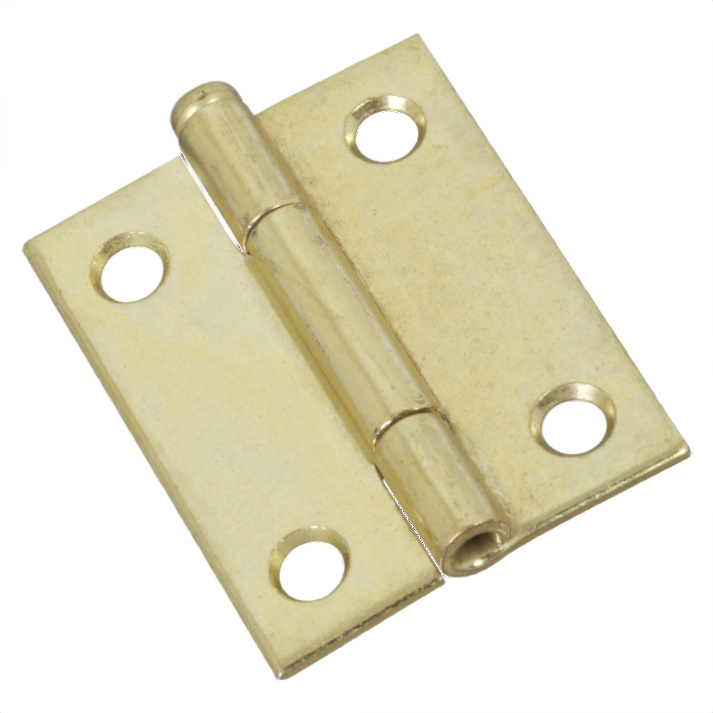 2-inch brass loose-pin narrow hinge with four mounting holes for door hardware and home improvement projects