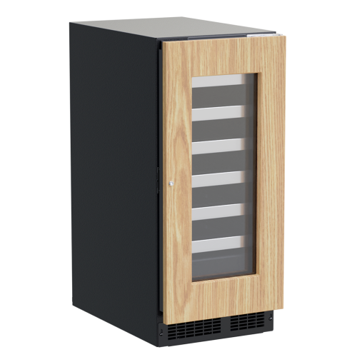Slim built-in 15-inch wine refrigerator with wood frame door and glass panel in Refrigerators and Kitchen & Kitchenware collection