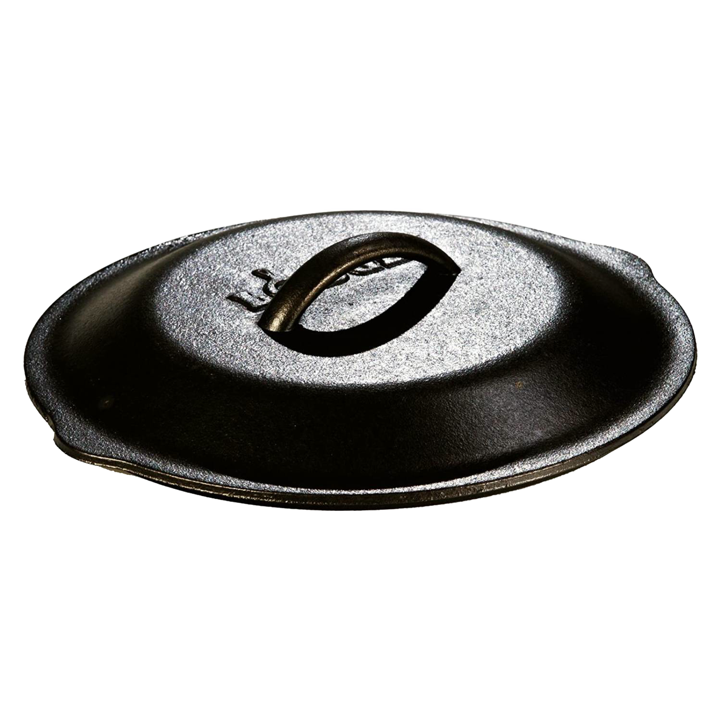 Black cast iron skillet lid with sturdy handle for kitchen use in Lodge Cast Iron and Kitchenware collections under $50