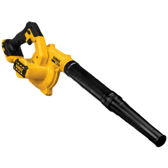 Compact yellow and black cordless jobsite blower designed for efficient outdoor cleaning in home improvement tasks