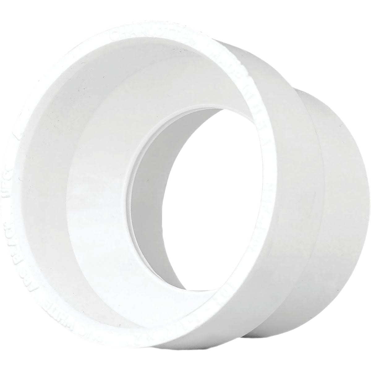 White PVC flush bushing reducing pipe fitting for drain, waste, and vent plumbing under $50 in home improvement collections