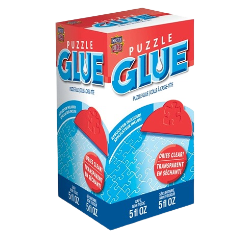 5 oz bottle of clear-drying puzzle glue with applicator for preserving completed puzzles in Toys & Games collection