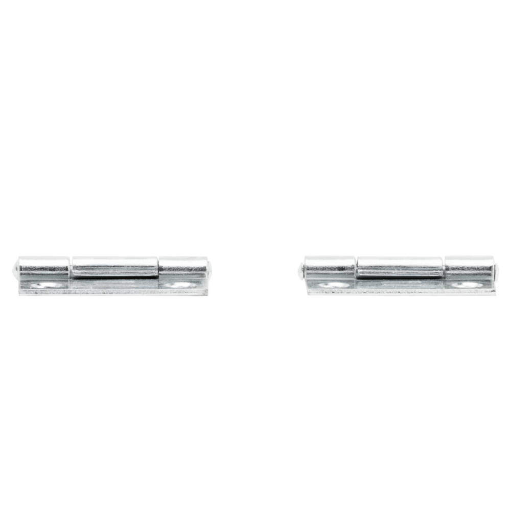 Pair of zinc-plated 1-1/2 inch tight-pin narrow hinges for door and cabinet hardware in home improvement projects