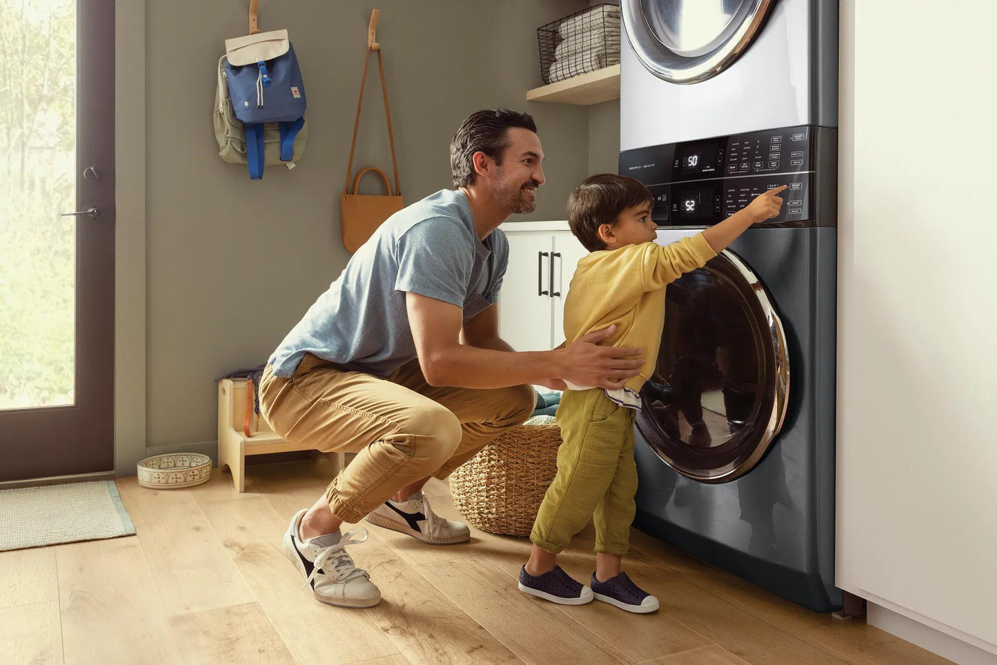 Laundry Tower Single Unit Front Load 4.5 Cu. Ft. Washer & 8 Cu. Ft. Gas Dryer