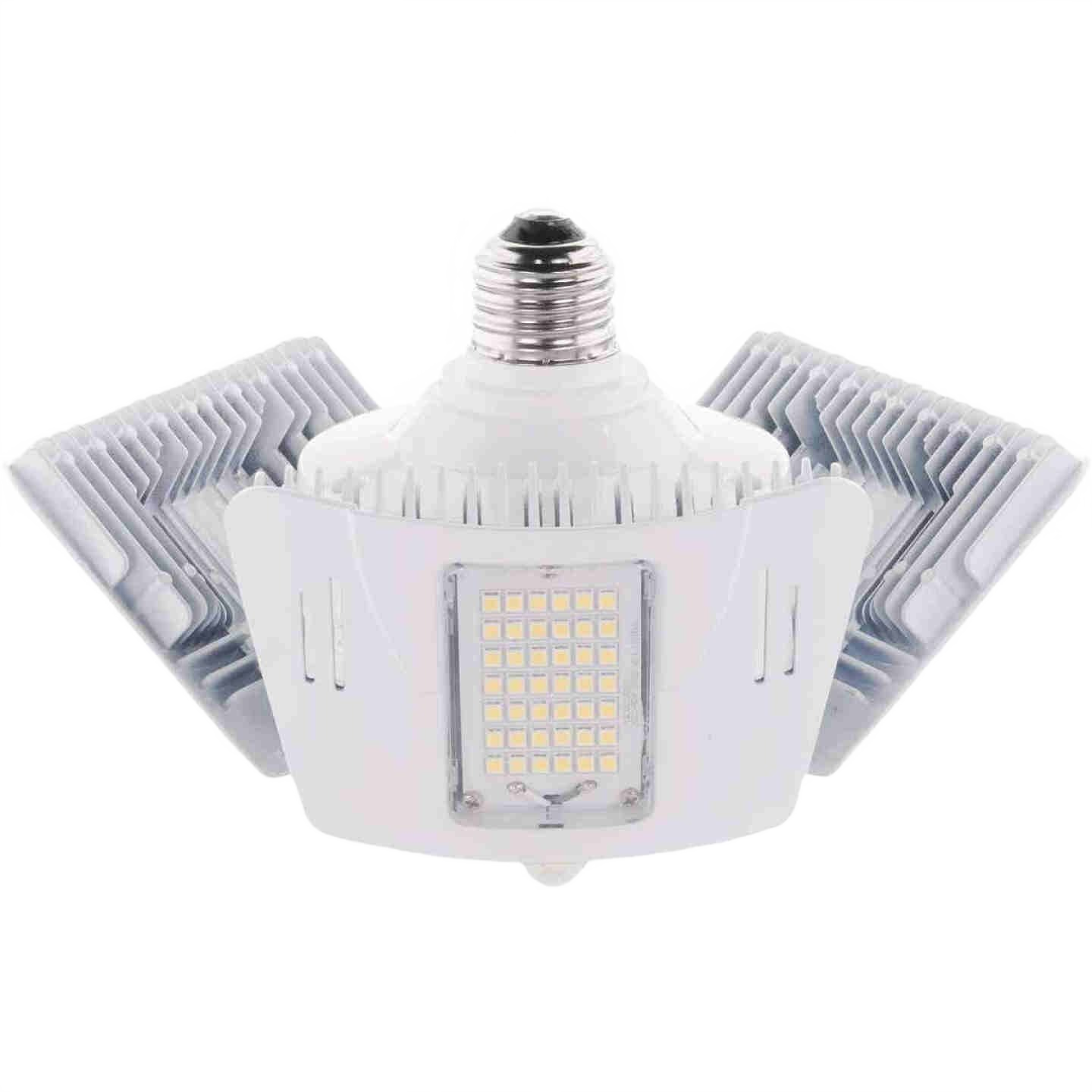 LED utility light with motion sensor and medium base designed for energy-efficient home improvement lighting projects