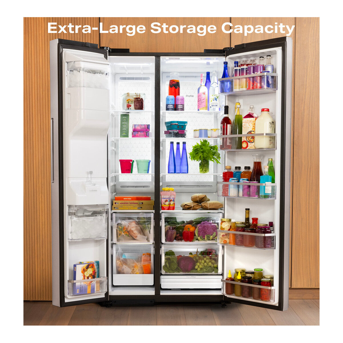 GE Profile™ ENERGY STAR® 27.8 Cu. Ft. Side-By-Side Refrigerator with Hands-Free AutoFill and CustomSize™ Ice