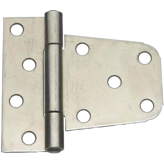 Zinc-plated heavy-duty gate hinge with multiple screw holes for secure installation in home improvement projects