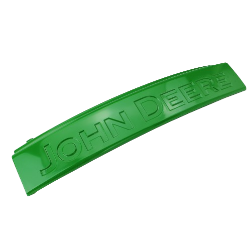 Green front bumper cover with embossed John Deere logo for vehicle protection and automotive parts collections