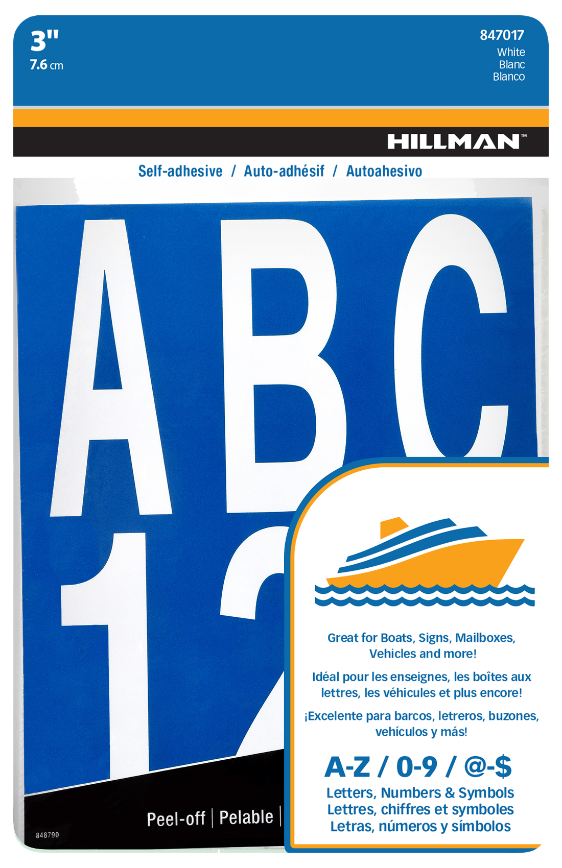 Hillman 3" Adhesive Letter & Number Pack White, 2-Pack