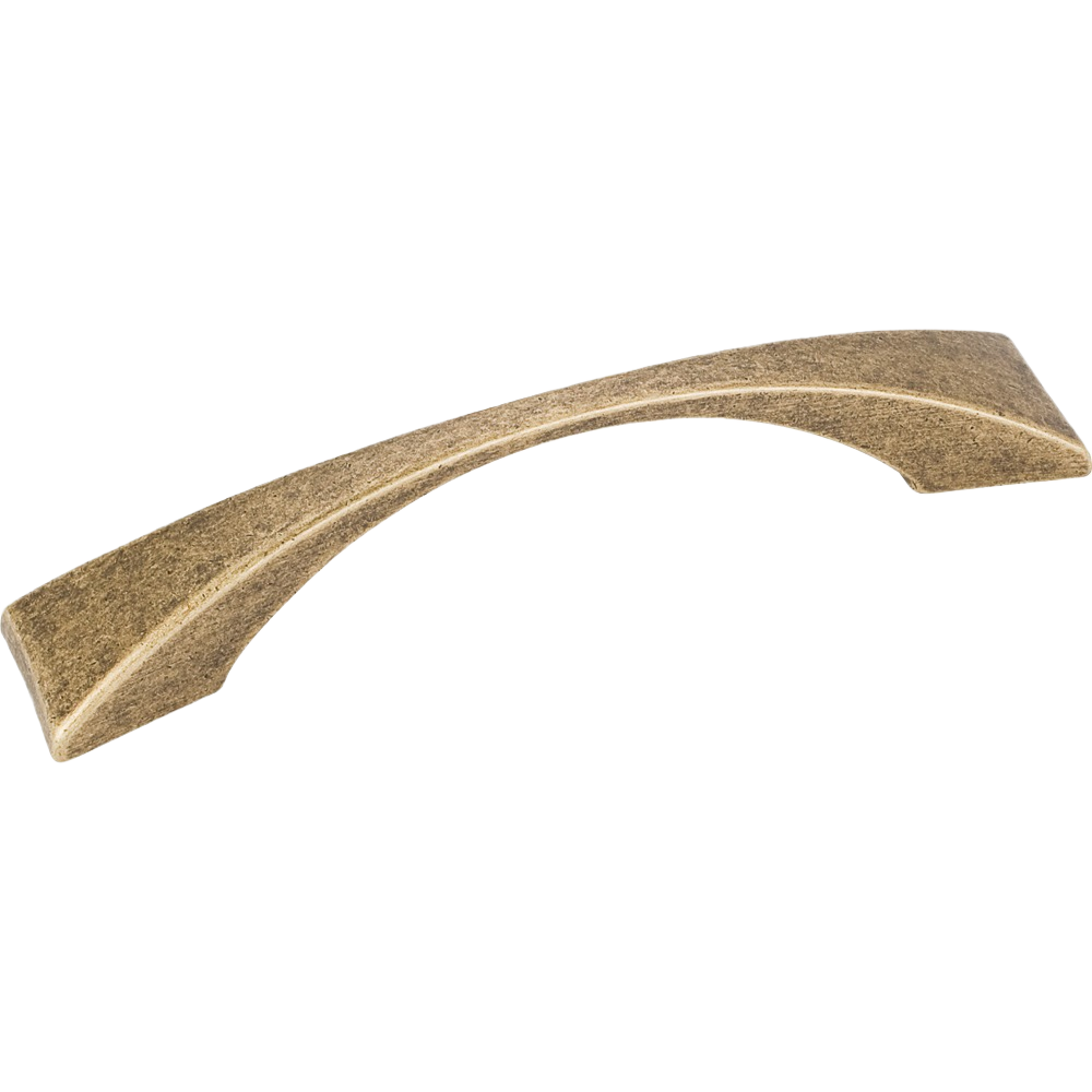 Distressed antique brass cabinet pull with curved design for furniture hardware and home improvement projects under $50