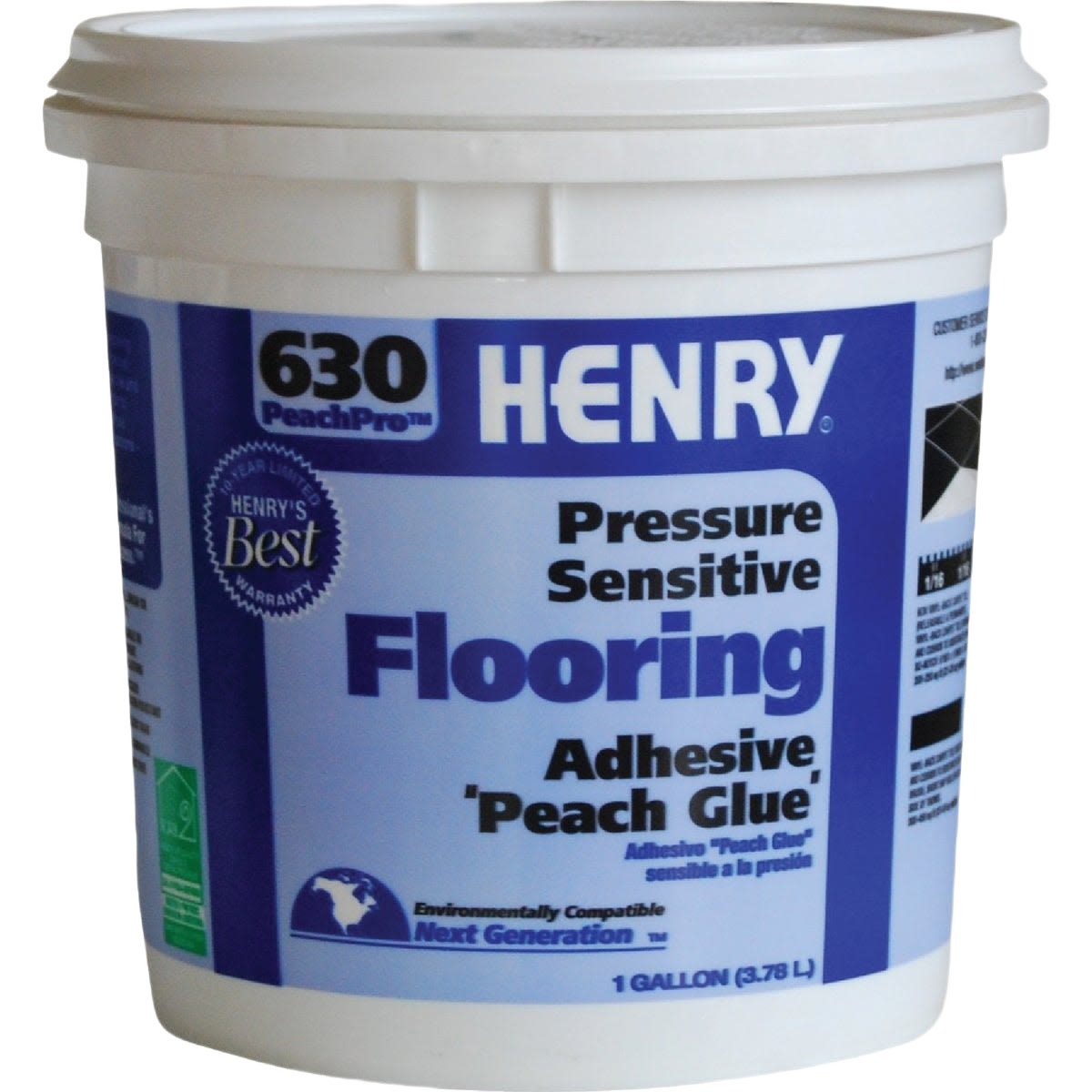 1-gallon container of nonflammable pressure sensitive flooring glue in blue and white packaging for home improvement use