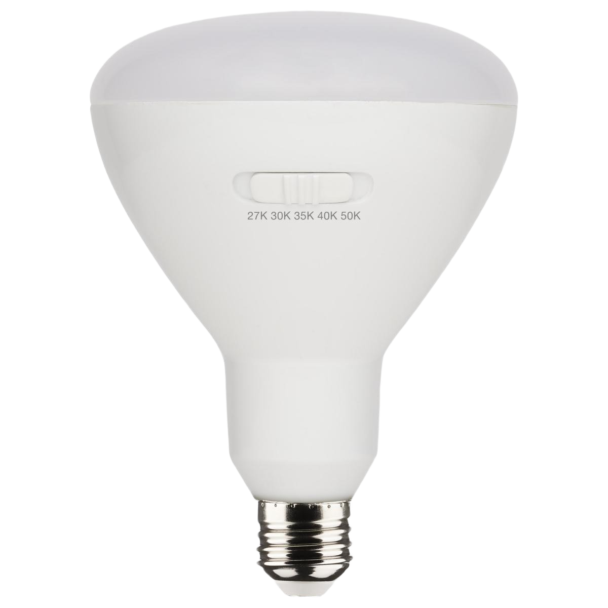White LED BR40 light bulb with medium base and selectable color temperature switch for home improvement use