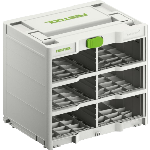 Compact Festool tool storage rack with multiple compartments for organizing small parts and accessories under $100