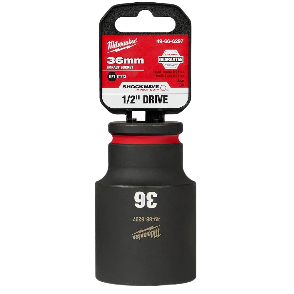 36mm impact socket with 6-point design and deep well for tools and home improvement use