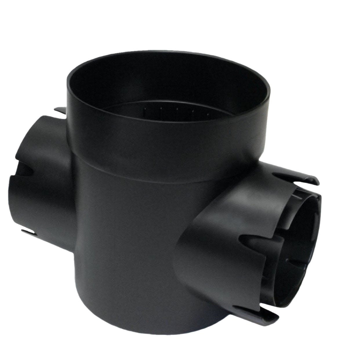Black round Spee-D basin with dual outlets for versatile plumbing and drain repair under $50 in plumbing parts and repair collection