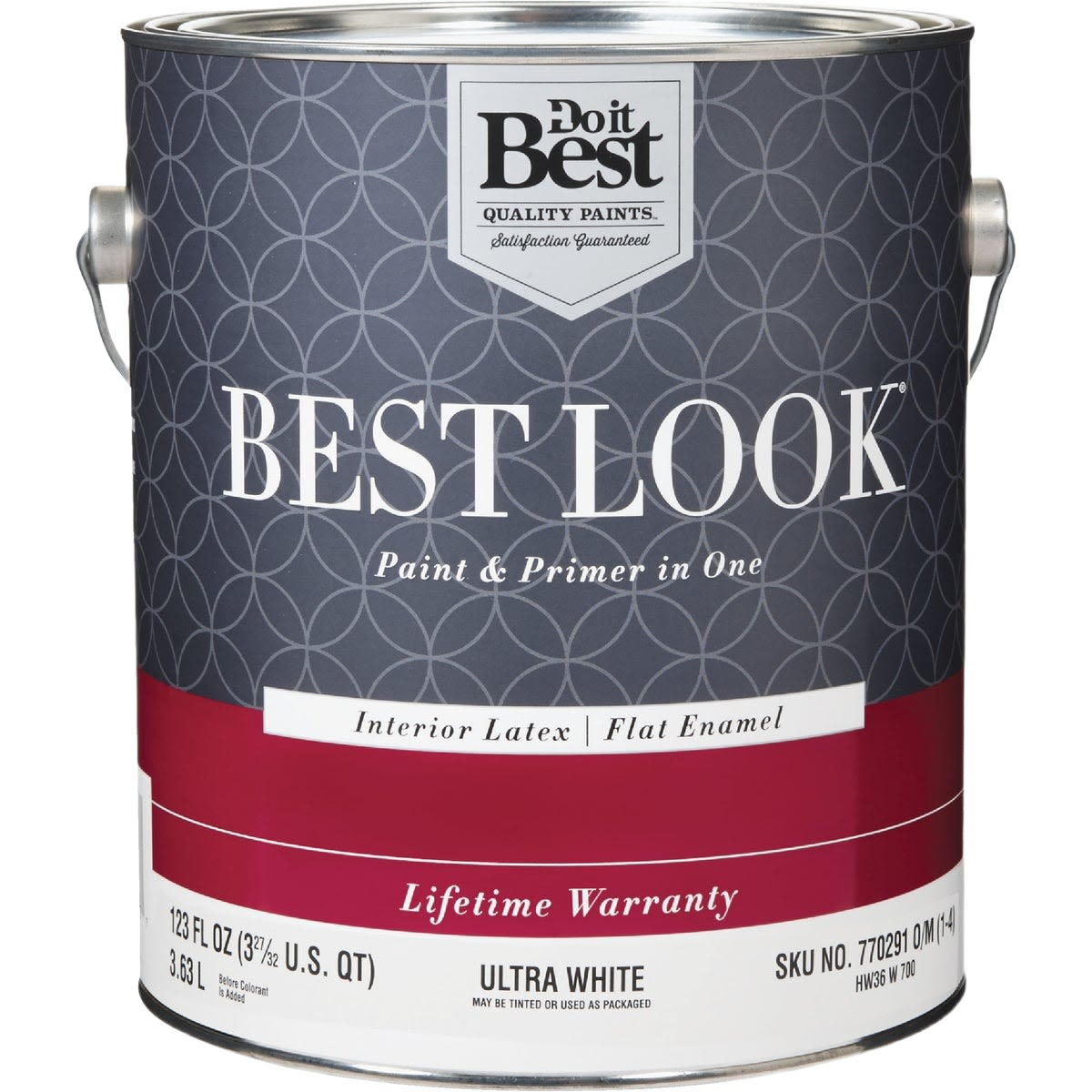 1 gallon can of ultra white interior latex flat enamel paint and primer for home improvement projects