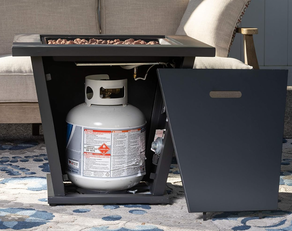 Bond Olivera Square Steel Gas Fire Pit, 28"