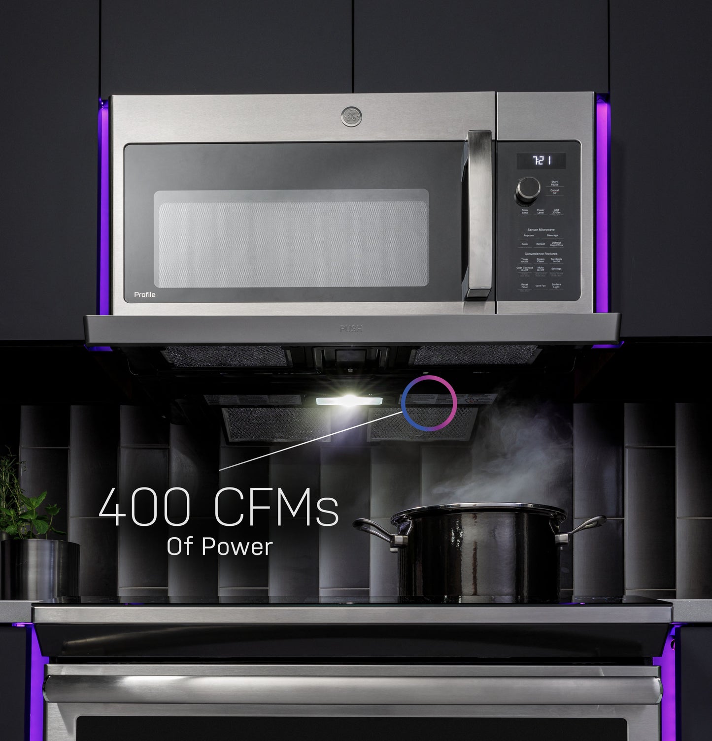 GE Profile™ 2.2 Cu. Ft. Over-the-Range Sensor Microwave Oven with Extendable Slide-Out Vent