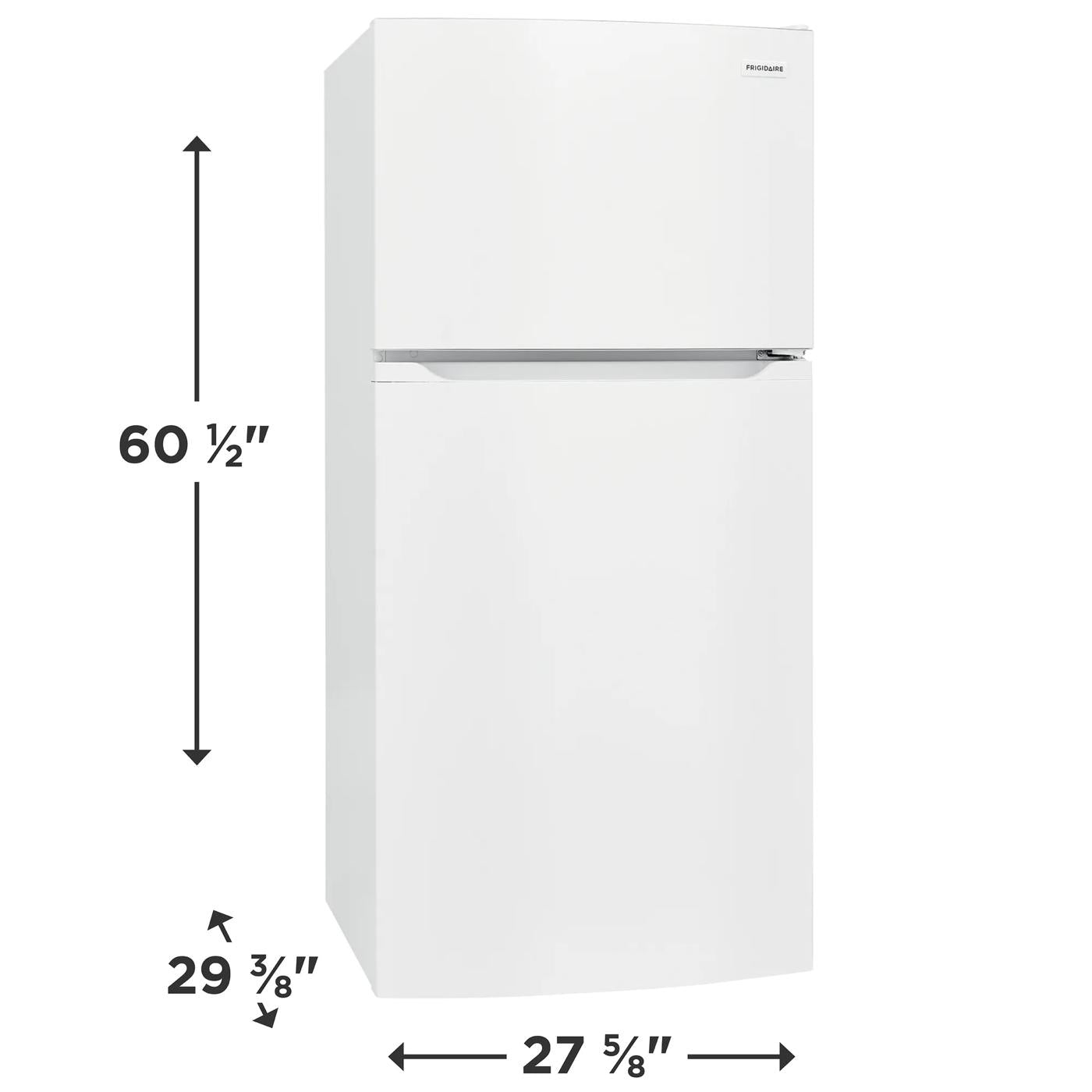 White top freezer refrigerator with clean design and dimensions for kitchen and appliances collection.