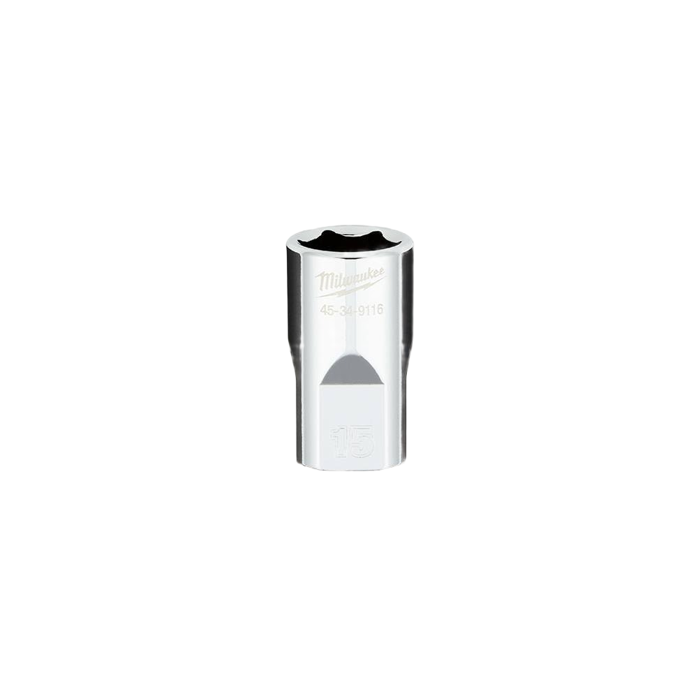 15-mm chrome 1/2-inch drive standard socket with FOUR FLAT™ design for tools and home improvement projects