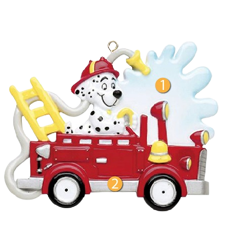 Rudolph & Me Personalized Fire Truck Dalmatian Ornament