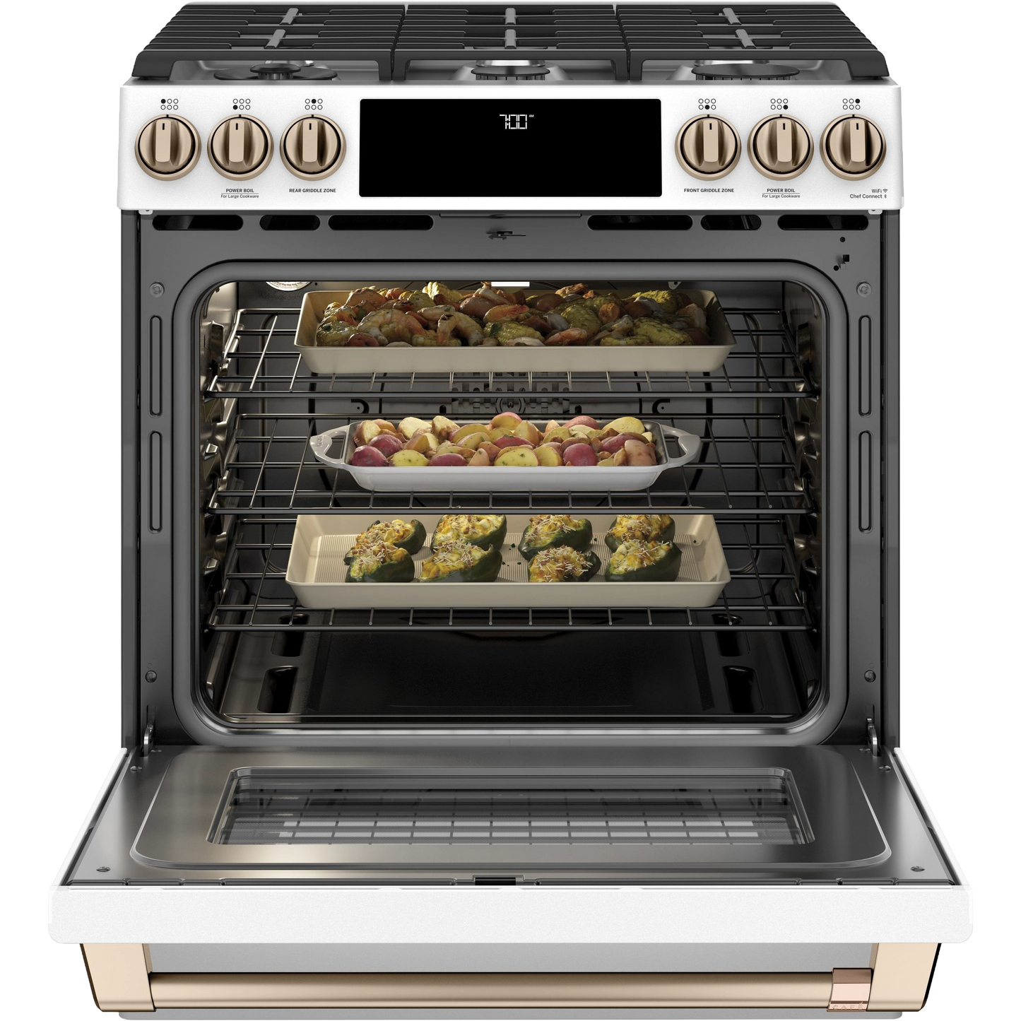 CAFÉ™ 30" Smart Slide-In, Front-Control, Gas Range with Convection Oven
