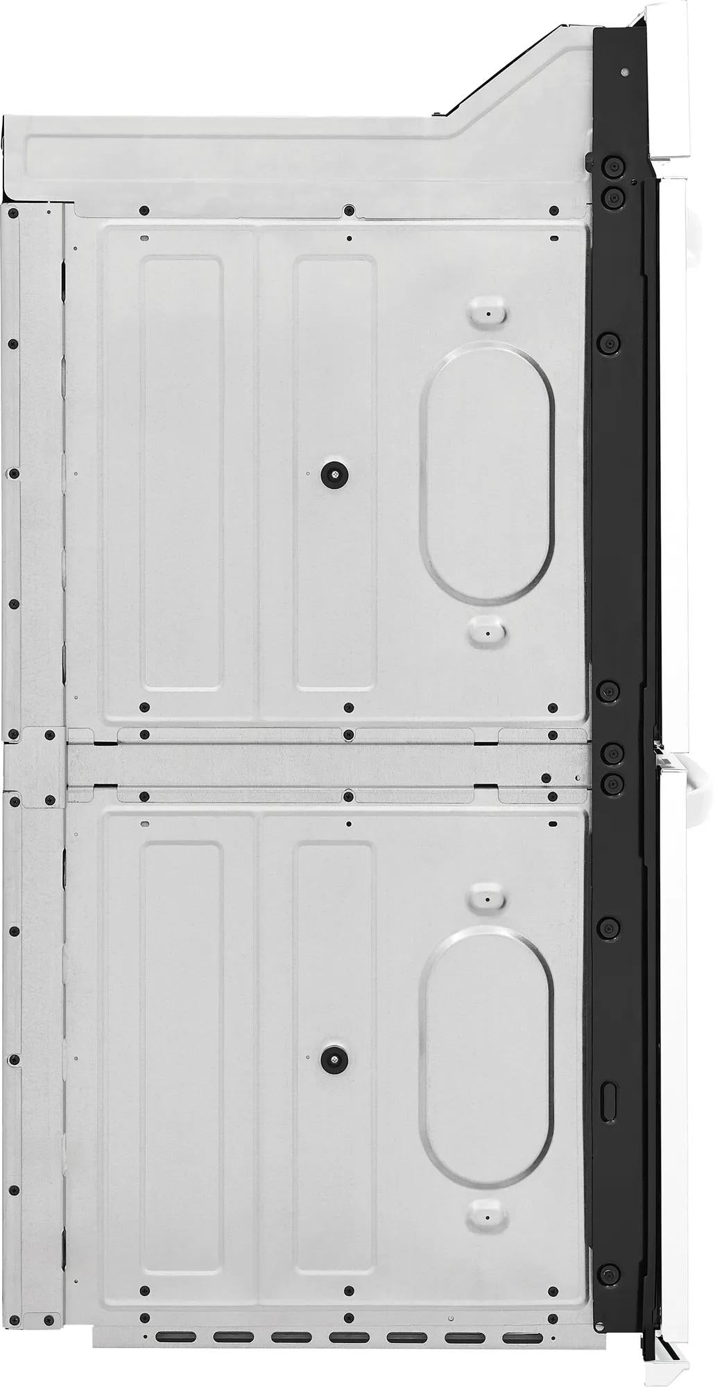 Back panel view of a double electric wall oven showing construction details in the kitchen appliances and wall ovens collection