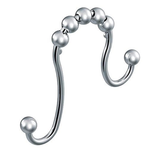 Single polished chrome shower curtain ring with decorative bead design for home improvement use