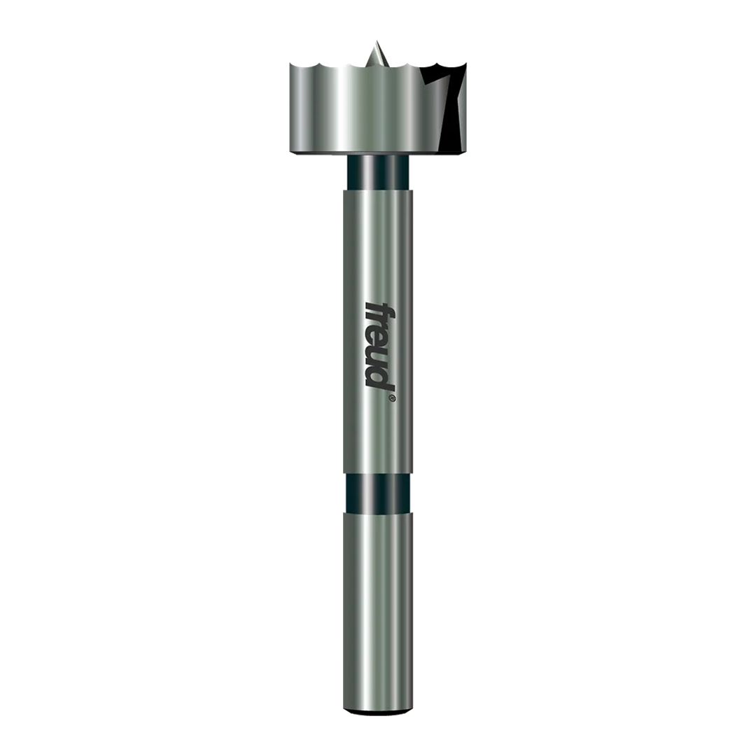 Steel 1-inch Forstner bit with serrated edge for clean, flat-bottom holes in drill bits and power tool accessories collections