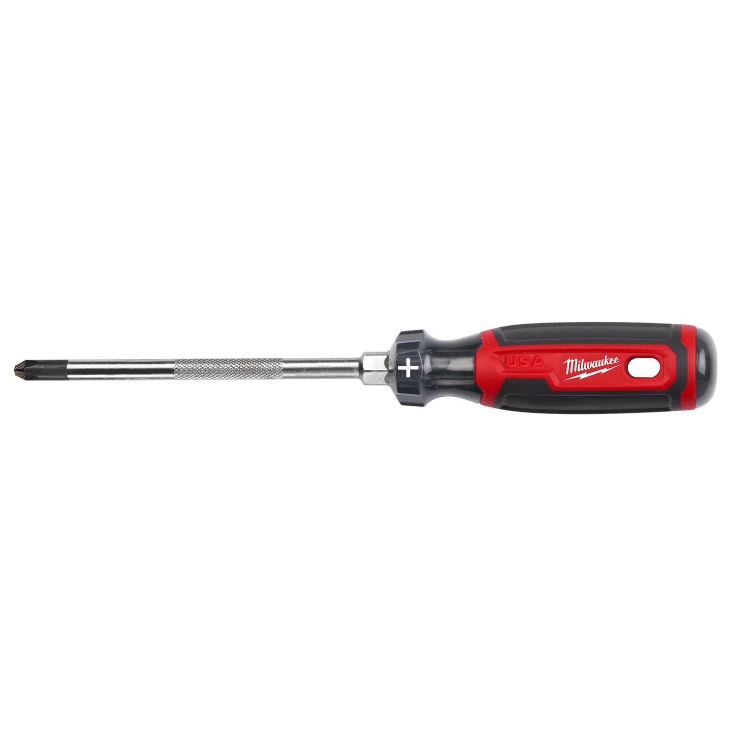 Red and black Milwaukee screwdriver with cushioned grip and magnetic tip designed for precise home improvement tasks