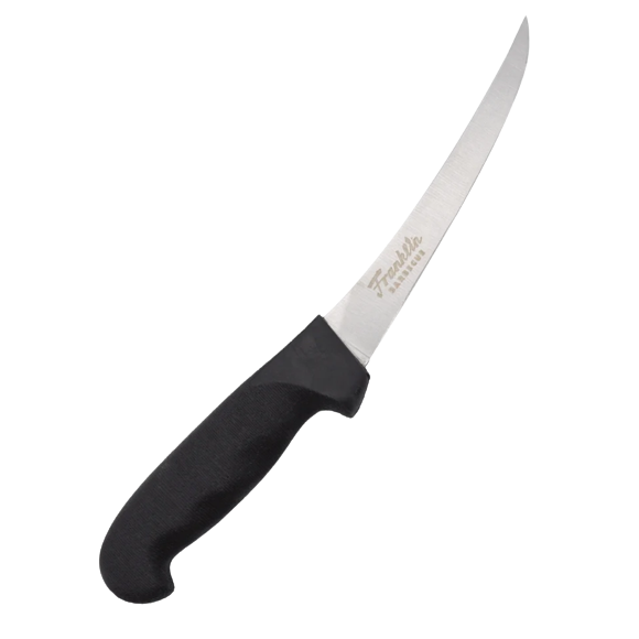 6-inch curved barbecue prep knife with stainless steel blade and ergonomic black handle for cooking and grilling tasks