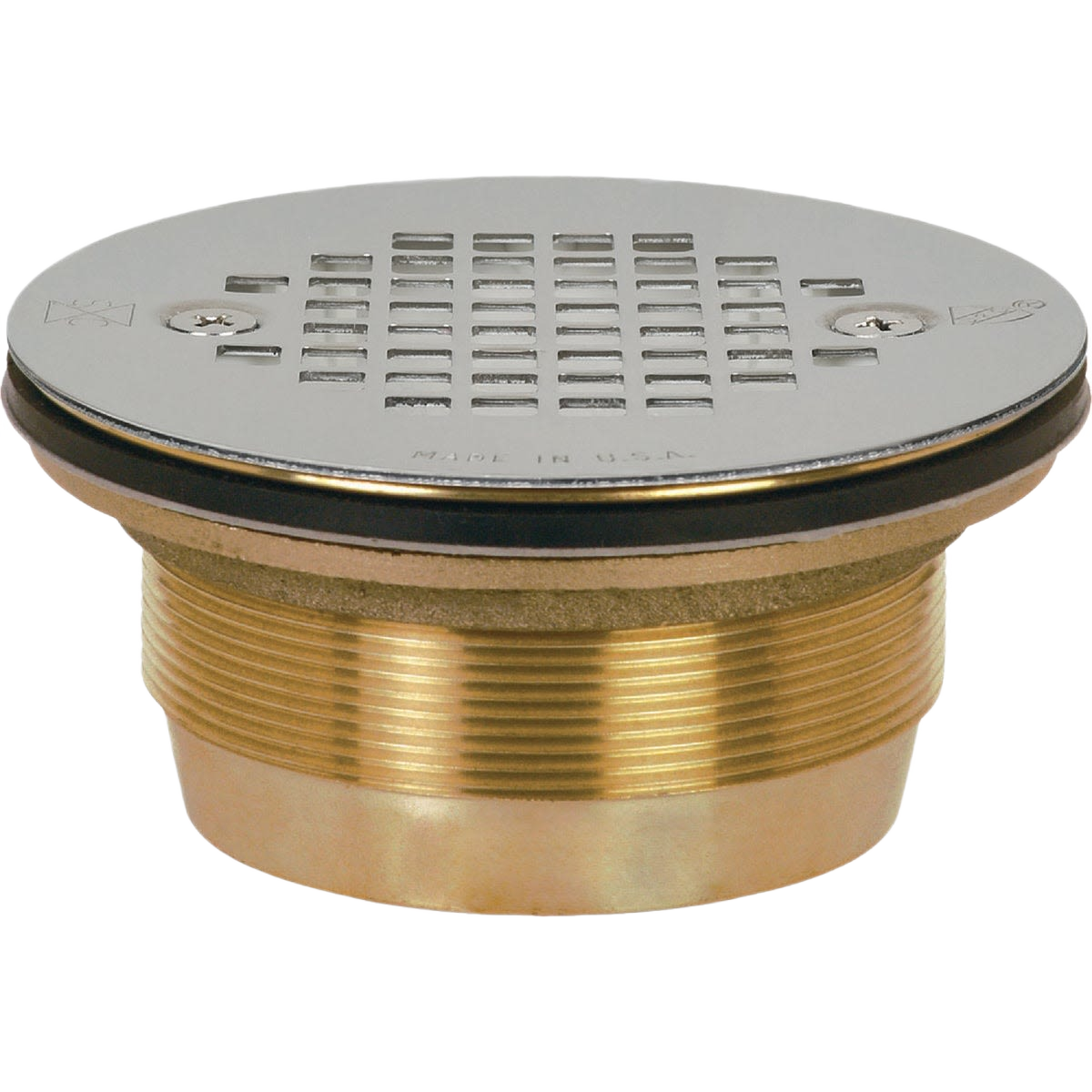 Cast brass no-caulk shower drain with stainless steel strainer, for plumbing and pipes & fittings collections under $50