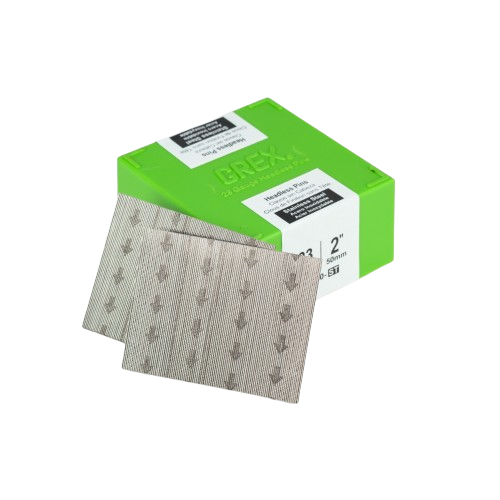 Box of stainless steel 23 gauge 2-inch headless pins with strips for fastening in hardware and fasteners collections