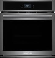 Stainless steel single electric wall oven with total convection and digital control in kitchen appliances and home improvement collections