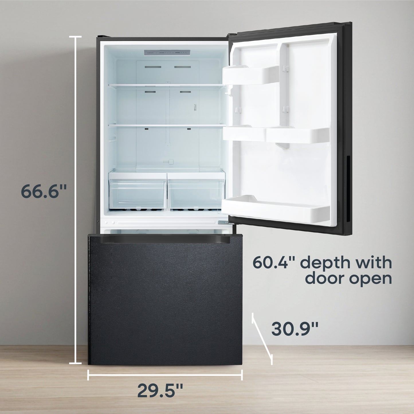 Element Electronics 18.7 cu. ft. Bottom Freezer Refrigerator - Black, ENERGY STAR (ERBM19CBB)