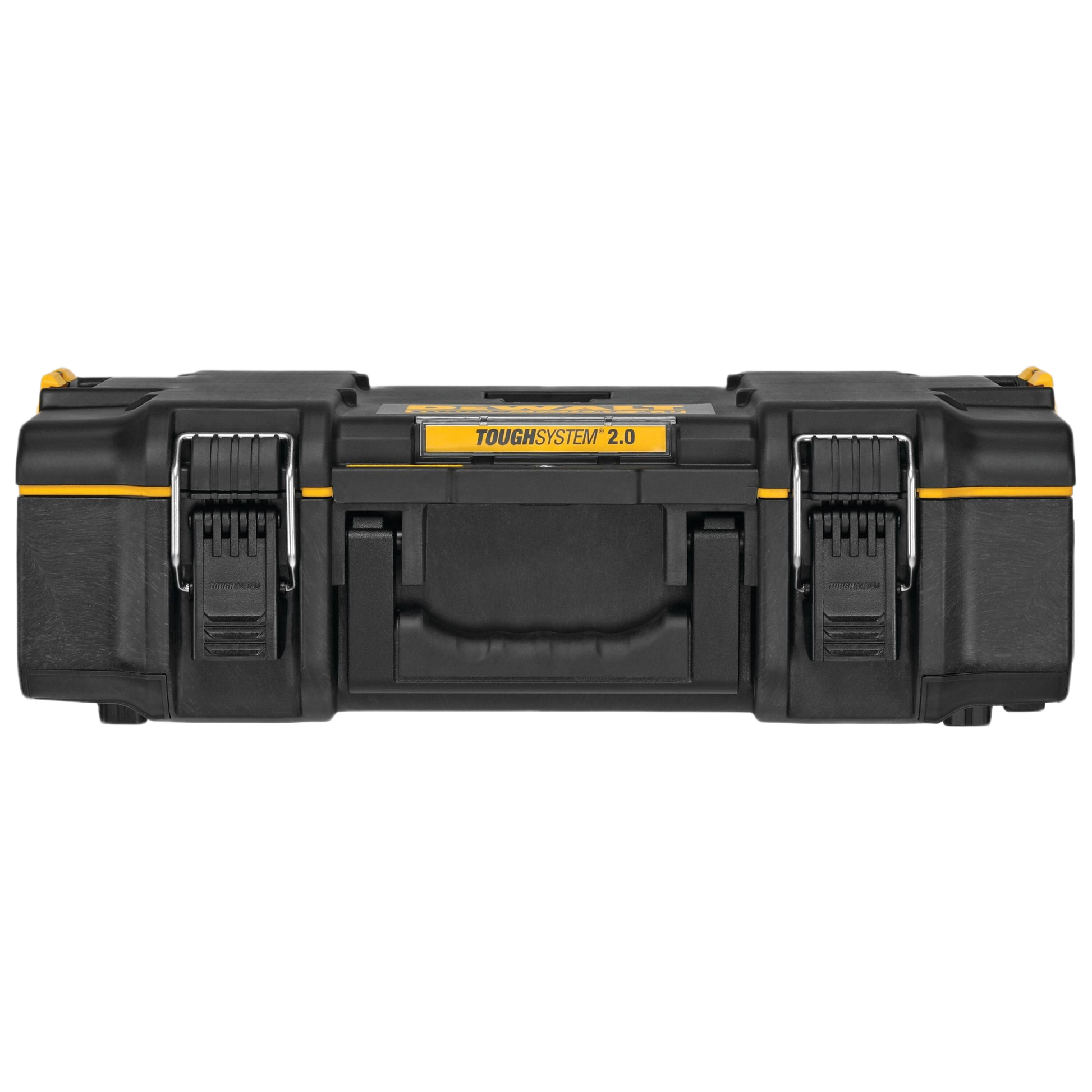 Black and yellow durable toolbox with metal latches designed for organizing tools in home improvement projects