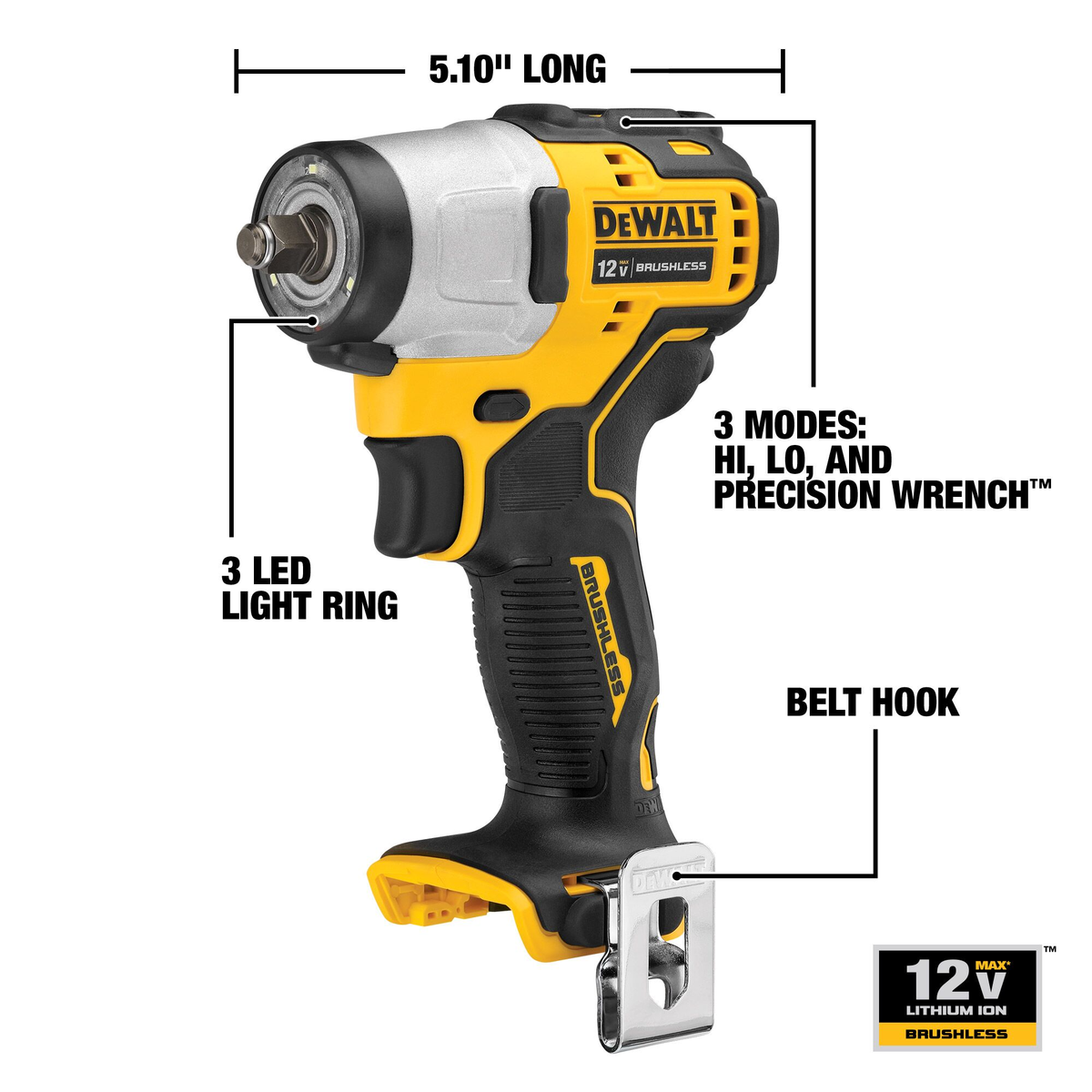 DEWALT 12V MAX* Brushless 3/8" Cordless Impact Wrench (Tool Only)