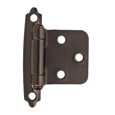 Oil-rubbed bronze self-closing face mount cabinet hinge for furniture hardware and home improvement collections