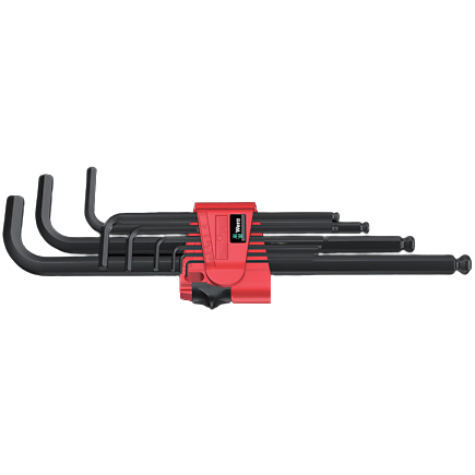 Set of nine metric L-key hex wrenches with red holder from power tool accessories under $50 collection