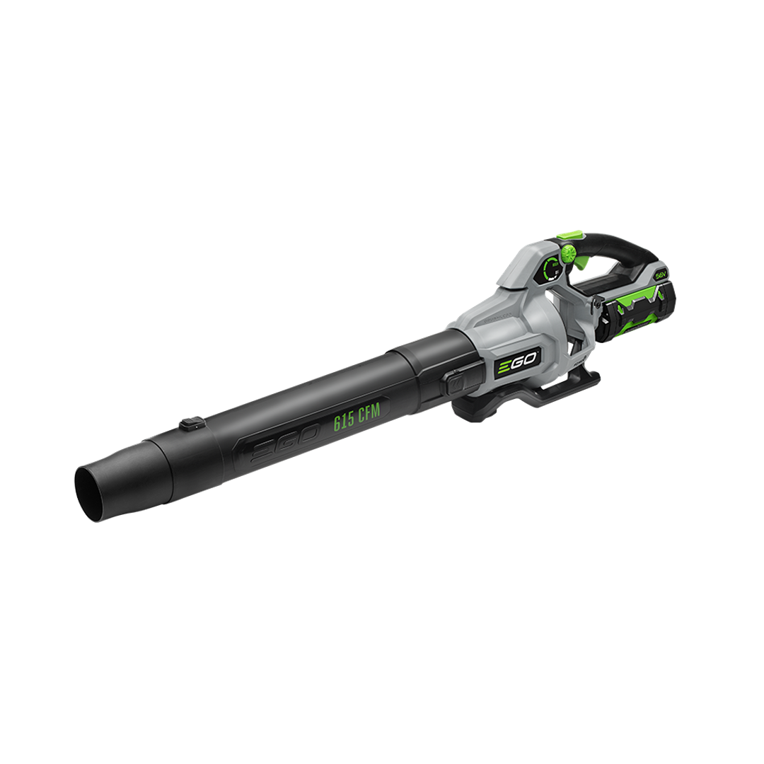 Cordless 615 CFM blower with black and gray housing for outdoor power equipment and lawn care tools collections