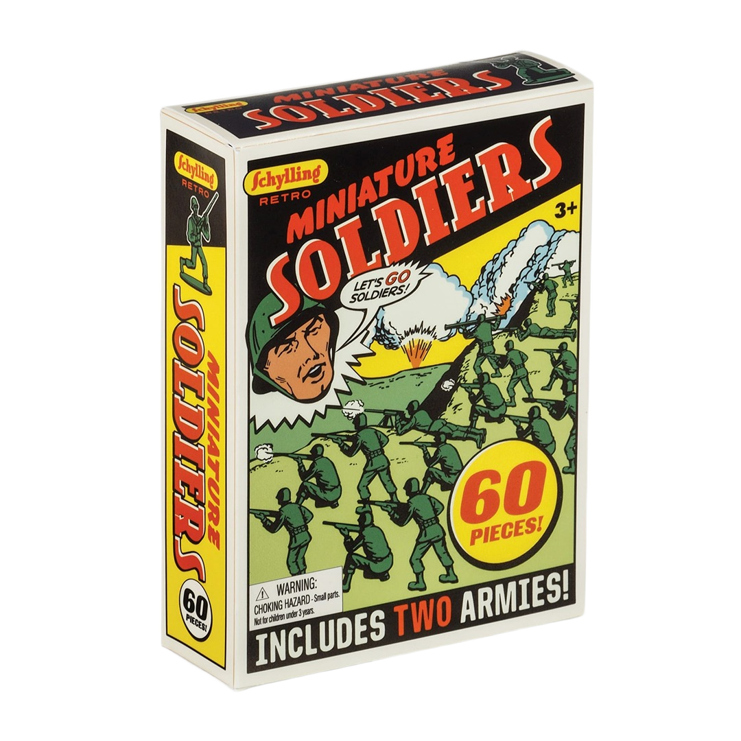 Retro style box of 60 miniature toy soldiers in two armies for imaginative pretend play in Toys & Games collection