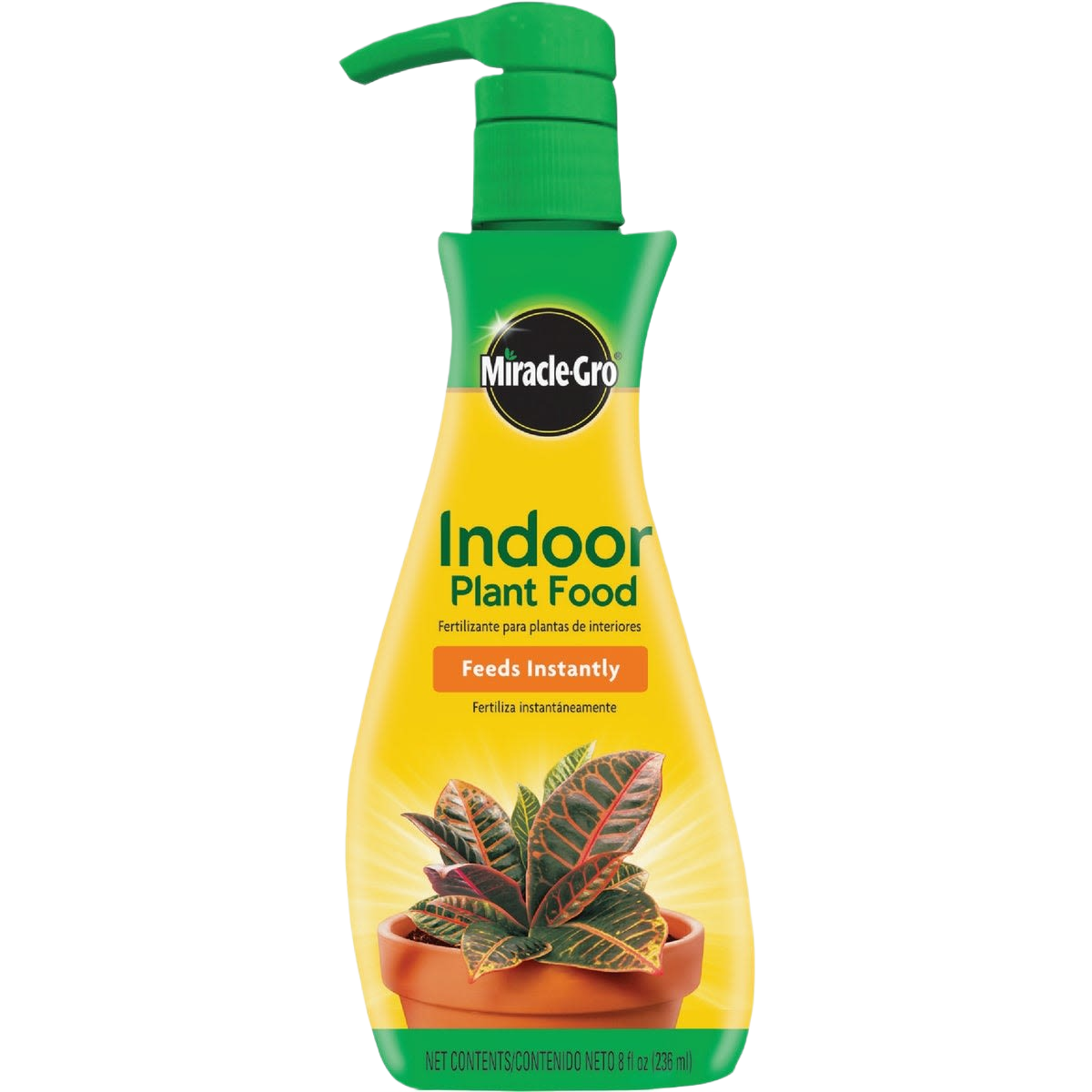 Green and yellow bottle of indoor plant food with pump dispenser in plant care and fertilizer collections under $50