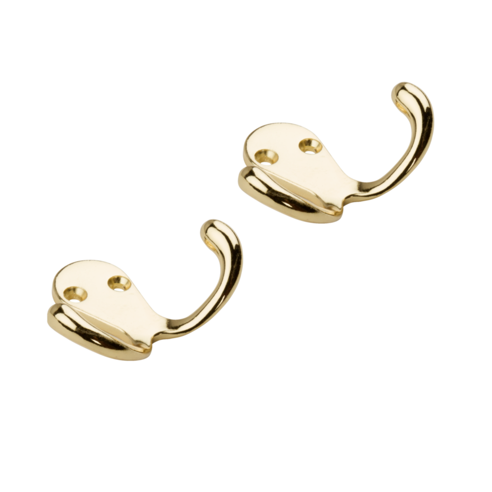 Pair of polished brass double hooks for durable storage and organization in closets and home spaces under $50 collection